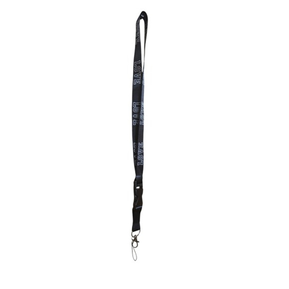 Love Print Lanyard‎ Neck Strap Badge ID Card Holder Keychain Black